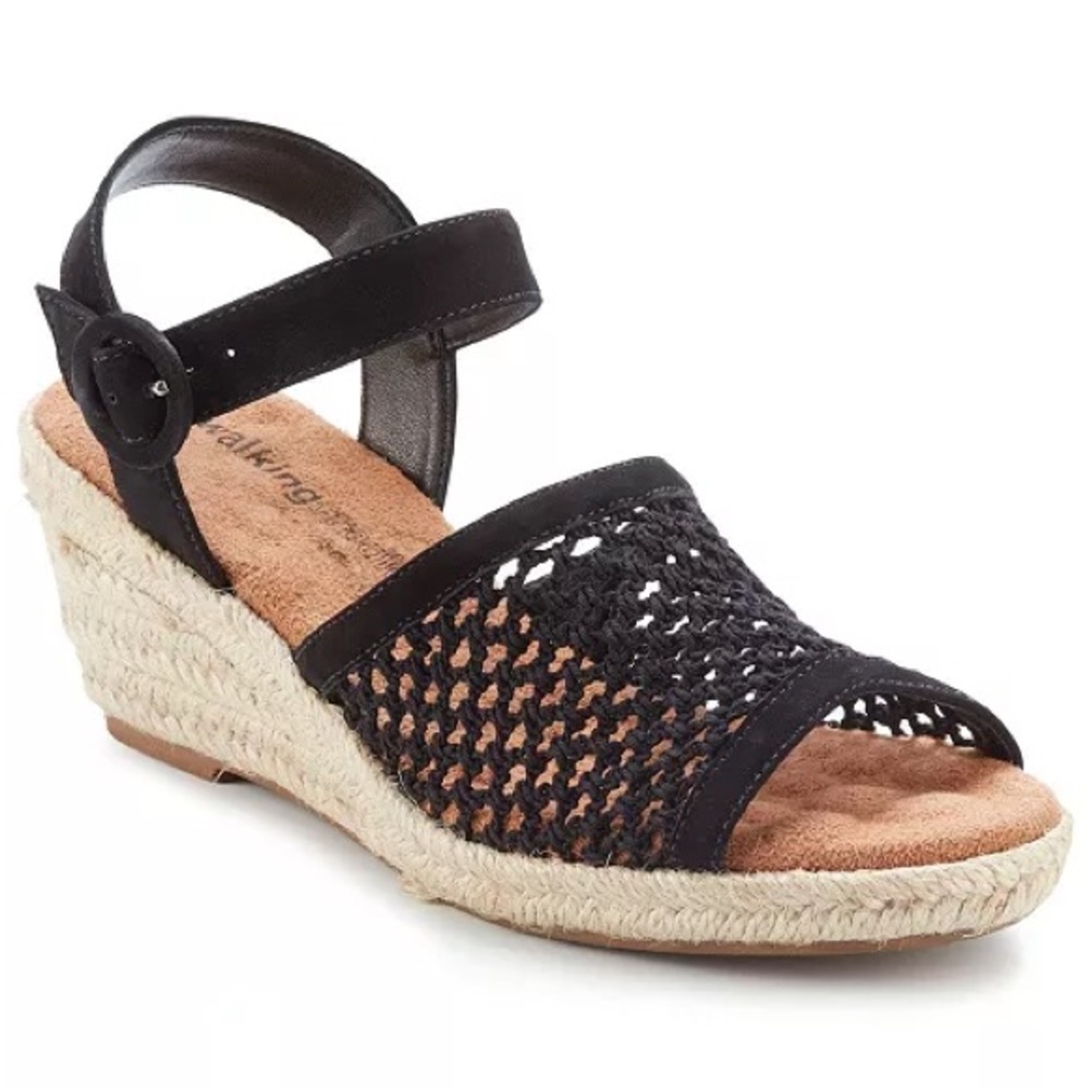 NWT Walking Cradles Avery Black Wedge Sandal
